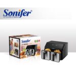 ⁦قلاية هوائية مزدوجة Sonifer SF-1038 — ‎8 لتر (2 × 4 لتر) – شاشة LED رقمية⁩ - الصورة ⁦3⁩