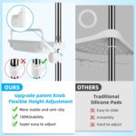 ⁦منظم حمام زاوية بعمود ضغط 4 رفوف – قابل للتعديل 32–122 إنش – مقاوم للصدأ بدون حفر مع حامل مناشف⁩ - الصورة ⁦3⁩