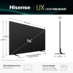 ⁦شاشة هايسنس (Hisense) 116بوصة Smart TV-دقة 4K UHD-صوت محيطي أكثر واقيةDTS VIRTUAL X - تقنية عرض HDR10+ نظامVIDAA - رسيفر داخلي -  116UX | SUBWOOFER⁩ - الصورة ⁦3⁩