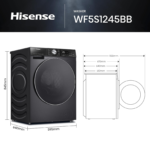 ⁦غسالة ملابس Hisense تحميل أمامي 12 كغ إنفرتر 1400 دورة مع WiFi – موديل WF5S1245BB لون Charcoal Black⁩ - الصورة ⁦7⁩