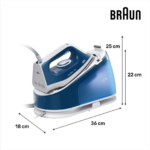 ⁦مكواية مع قاعدة براون Braun -  استطاعة 2200 واط - ضغط 6 بار - أرضية سوبر سيراميك ضغط بخار 380 غ/ دقيقة امكانية توفير طاقة 40 % | IS 1512 BL⁩ - الصورة ⁦5⁩