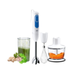 خلاط يدوي Braun MultiQuick MQ3035WH – 700 واط – 2 سرعات – رأس خلط معدني – فرامة – كأس خفق 600 مل