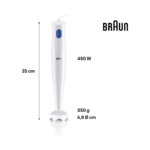 ⁦خلاط يدوي براون Braun MQ10 000P MultiQuick Hand Blender – 450 واط – أبيض⁩ - الصورة ⁦4⁩