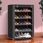 جزامة قماش 5 رفوف مع غطاء بسحاب – Shoe Storage Cabinet Dustproof 5 Tier