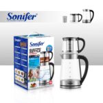 غلاية / صانع شاي كهربائي Sonifer SF-2117 — ‎سعة ‎2 لتر + إبريق ‎1 لتر / زجاج بوروسيليكات