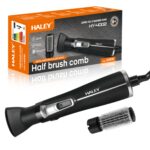 فرشاة تصفيف شعر كهربائية HALEY 2 في 1 – تمليس وتجعيد سريع مع تحكم بدرجات الحرارة 160–220°، تسخين خلال 30 ثانية، عناية بالأيونات السالبة للاستخدام المنزلي والصالونات